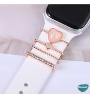 Apple Watch 8 45mm Kordon Süsü Charm İnci Kalp Rose Gold