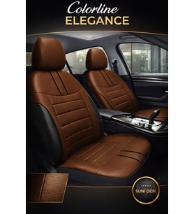 Kia Sorento 2010 ve Sonrası Uyumlu Colorline Elegance Deri Taba Siyah Koltuk Kılıfı