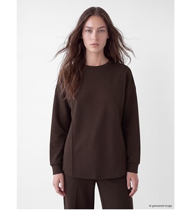 LCW Modest Kahverengi Soft Touch Kadın Sweatshirt Tunik