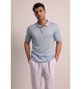 MAVİ POLO YAKA TRİKO ERKEK TSHIRT - SLIM FIT