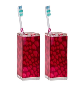 2 ADET DİŞ FIRÇALIK KALPLİ AKRİLİK 6X6X12CM BANYO SETİ