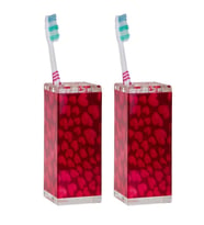 2 ADET DİŞ FIRÇALIK KALPLİ AKRİLİK 6X6X12CM BANYO SETİ