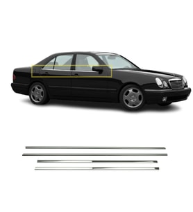 Mercedes E Klasse W210 Krom Cam Çıtası 4 Parça 1995-2002 Arası P.Çelik