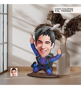 BK Gift Kişiye Özel Paraşüt Karikatürlü Büyük Boy Ahşap Biblo-1 Arkadaşa Hediye , Sevgiliye Hediye, Kişiye Özel Biblolar