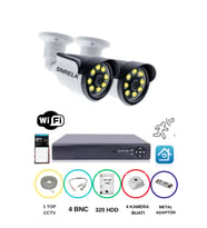 SNRELK  2'Lİ 5MP LENS WARM LEDLİ GECE RENKLİ GÜVENLİK KAMERASI AHD 320 GB SU GEÇİRMEZ FULL SETİ
