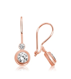 Gümüş Rose Sallantılı Tek Taş Küpe