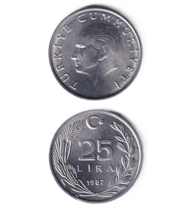 25 lira 1987 yılı koleksiyon madeni para