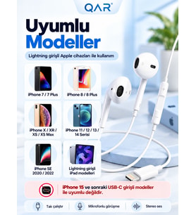 Lightning Girişli Kablolu Kulaklık Mikrofonlu Kulak İçi Kulaklık [Ses Kontrol Tuşlu] İphone Uyumlu Lightning Kulaklık Tak Çalıştır