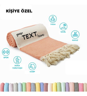Kişiye Özel Elmas Desenli Nakışlı Peştemal – İsim Yazılı Oversize Türk Plaj Havlusu – Banyo Havlusu