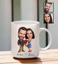 Çiftlere Özel İsimli Karikatür Temalı   Kupa Bardak