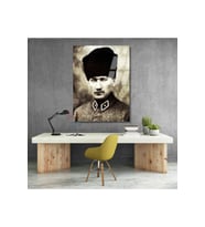 Atatürk Görseli Cam Tablo Dikey Duvar Tablosu Ev Ofis Dekoru Ev Ofis Hediyesi
