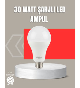 Northcity 30W Şarjlı LED Ampul E27 Duy %80 Enerji Tasarruflu Soğuk Beyaz