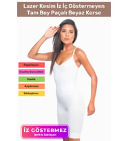 Özel Üretim Vücut Şekillendirici Toparlayıcı Sıkılaştırıcı Kadın Rahat Günlük Tam Boy Paçalı Korse (Beyaz)