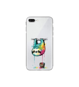 iPhone 7 Plus ile Uyumlu Splash Tembel Hayvan Tasarımlı Şeffaf Silikon Kılıf