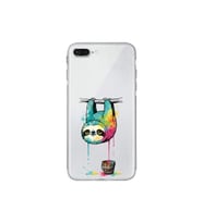 iPhone 7 Plus ile Uyumlu Splash Tembel Hayvan Tasarımlı Şeffaf Silikon Kılıf