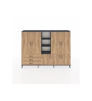 Arges Dolap 11 Raflı 3 Çekmeceli 7 Kapaklı 220x30x163 Antrasit-Çam