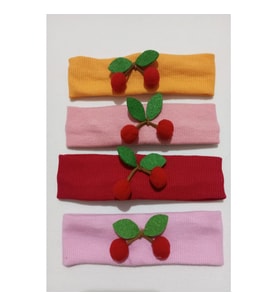 LASTİKLİ KİRAZLI KIZ BANDANA SETİ (Karışık)