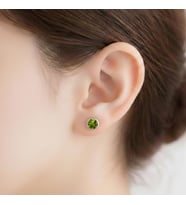 Doğal Peridot Taşlı Gümüş Küpe (Silver)