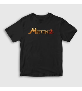 Presmono Unisex Çocuk Beyaz Logo Oyun Metin2 T-Shirt 522647tt (Siyah)