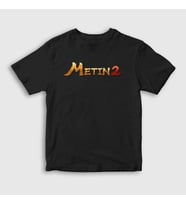 Presmono Unisex Çocuk Beyaz Logo Oyun Metin2 T-Shirt 522647tt (Siyah)