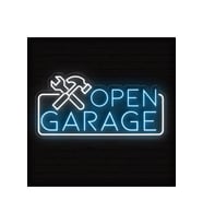OPEN GARAGE Yazılı ve Şekilli Neon Tabela