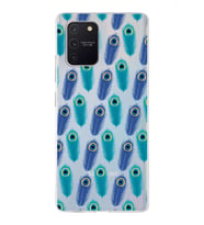 PrintiFy Samsung Galaxy S10 Lite ile Uyumlu 1mm Slim Fit Nazar Boncuğu 4 Baskılı Şeffaf  Kılıf