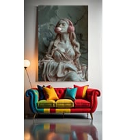 MODERN SANAT HEYKEL V22 Ev Duvar Salon Güzellik Salonu Ofis Dükkan Dekarasyon Kanvas Tablo (Çok Renkli)