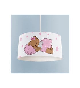 MEKTA HOME BEBEK VE ÇOCUK ODASI Uyuyan Sevimli Ayı Desenli Pembe Avize