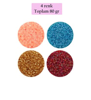 Dökme Cam Kum Boncuk (11/0) 2 mm - 4 Renk - Toplam 80 Gram - BNC405