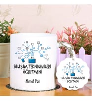 Bilişim Teknolojileri Öğretmeni Kupa Bardak ve Anahtarlık Hediye Seti (Model 1)