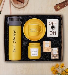 Kişiye Özel Suluk, Türk Kahvesi Fincanı, Mum ve Kahve Hediye Seti & Farklı Renk Seçeneği (Model 1)