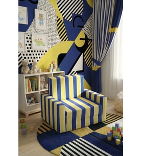 Çocuk Koltuğu Komple Sünger Katlanabilir Yataklı Minder Yatak (0-4 YAŞ) TARAFTAR DESENLİ LENSA HOME (Sarı-Lacivert)