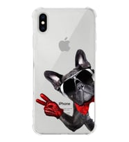PrintiFy Apple iPhone XS Uyumlu Köpek 2 Baskılı Şeffaf Köşe Korumalı Antişok Kılıf