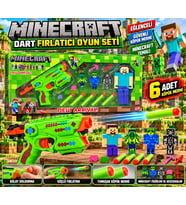 Minecraft Temalı Dart Fırlatıcı Oyuncak Seti Figürlü ve Köpük Dart Eğlenceli Oyun Seti