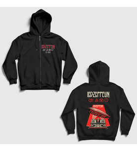 Presmono Unisex Siyah Mothership V2 Led Zeppelin Sırt Baskılı Fermuarlı Kapüşonlu Sweatshirt 517443tt
