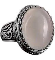 El Yapımı Cabochon Doğal Akuamarin Taşı Yüzük - Sakin 925 Ayar Katı Gümüş Erkek Yüzük - Şeffaflık ve Sakinlik Tasarımı