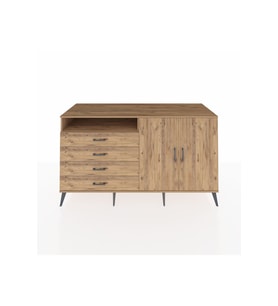 Kronos Konsol 3 Raflı 4 Çekmeceli 2 Kapaklı 176x59x99 Çam-Çam