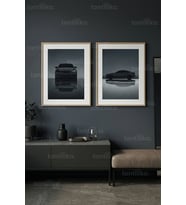 Modern Minimalist Spor Otomobil Sanatı 2’li Ahşap Çerçeveli Tablo Seti