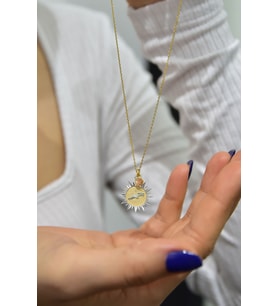 925 Ayar Gümüş Gold Kaplama Doğum Taşlı Kristal Kesim Plaka Yay / Sagittarius Burç Kolye
