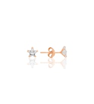 Gümüş zirkon taşlı, rose, yıldız kesim 5 mm tektaş küpe SGTL12737ROSE