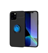 Uyumlu Model Apple iPhone 12 Pro Max Kılıf Yüzüklü Magnetli Ravel Case (Siyah-Mavi)