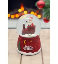 Işıklı Noel Baba Yılbaşı Kar Küresi Küçük Boy Kırmızı