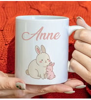BK Gift Anne ve Yavrusu Beyaz Kupa Bardak -4, Anneler Günü ve Kadınlar Günü Hediyesi