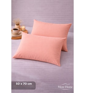 More Home Pamuklu  Yastık Kılıfı (2 Adet) 50 x 70 cm Somon