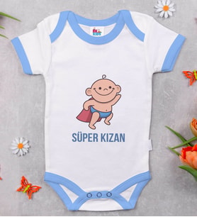 BK Kids Süper Kızan Tasarımlı Mavi Bebek Body Zıbın-1
