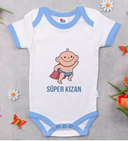 BK Kids Süper Kızan Tasarımlı Mavi Bebek Body Zıbın-1