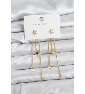 Yıldız Model Gold Renk Pirinç Sallantılı Kadın Küpe 5886 - EEEEEE3018-2010