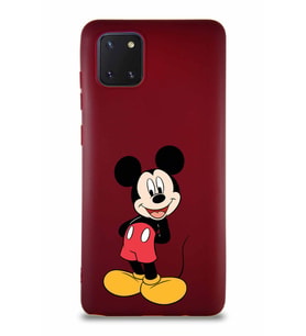 Samsung Galaxy Note 10 Lite Soft Premier Kapak Mickey Mouse-B Tasarımlı Silikon Kılıf - Mürdüm (Şeffaf)