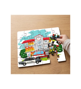 Karakol Binası - Kahraman İtfaiyeci Tasarımlı 24 Parça Ahşap Çocuk Puzzle MPK0489
