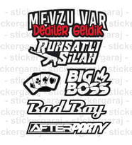 Atarlı Sticker etiket seti - motosiklet bisiklet otomobil cam duvar buzdolabı kask atv laptop tablet uyumlu coklu set etiket